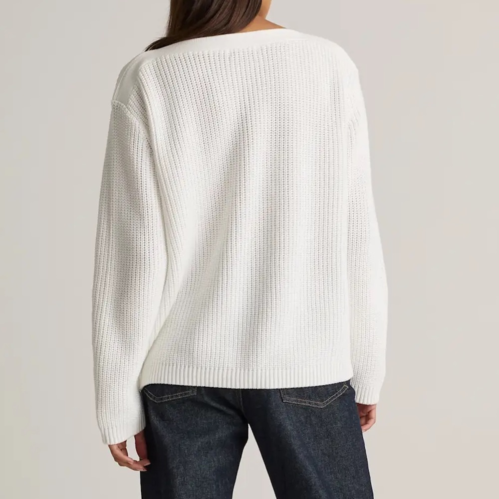 Quince 100% Organic Cotton Fisherman Boatneck Sweater Ivory XL - Picture 2 of 7